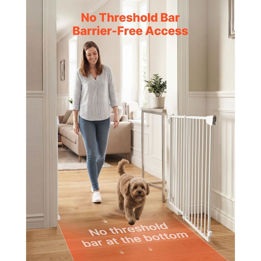 VEVOR Baby Gate for Stairs, 778-1210 mm Adjustable Width, 760 mm High Dog Gate, No Bottom Bar, One-Handed Operation, Easy Drilling Installation with Hardware Kit, for Stairs, Doorways, House, White