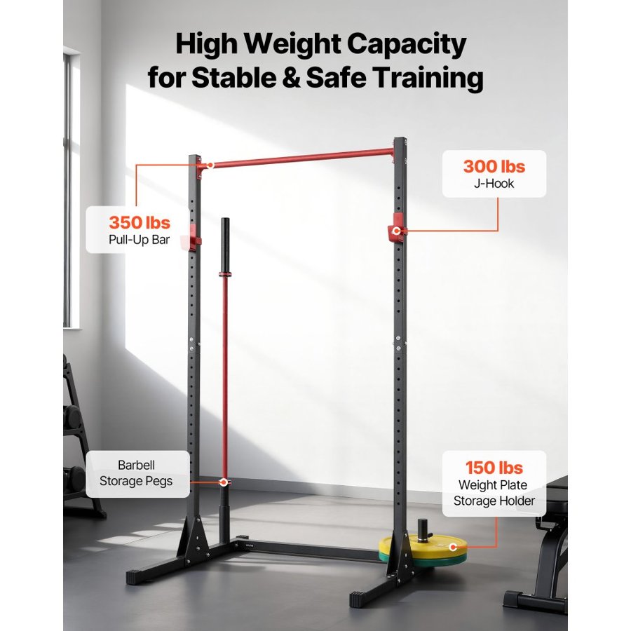 VEVOR Multifunctional Power Rack – 800 lbs, 28-Level J-Hooks