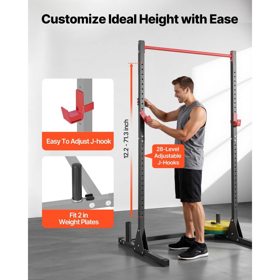 VEVOR Multifunctional Power Rack – 800 lbs, 28-Level J-Hooks