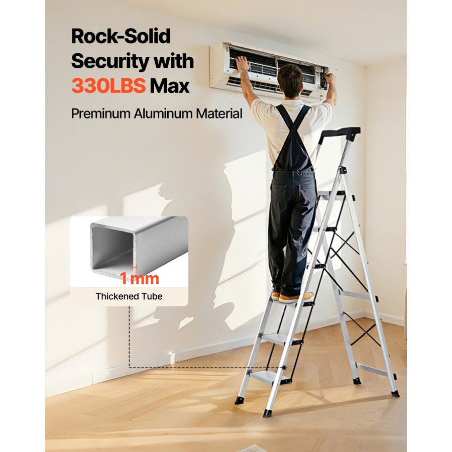 VEVOR 6 Step Ladder – Folding, 330 lbs, Aluminum, Anti-Slip