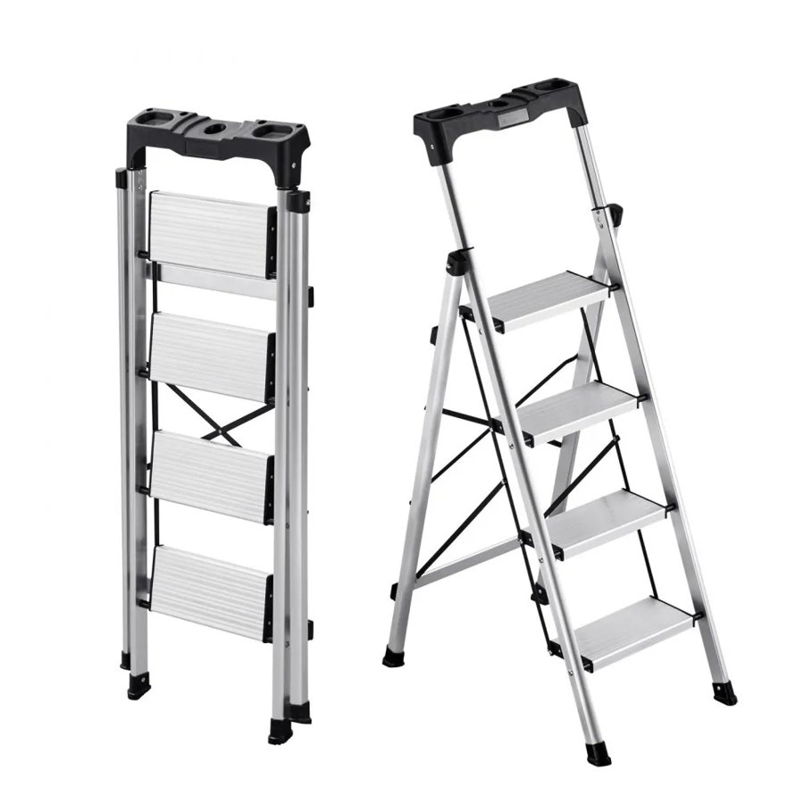VEVOR Portable Aluminum Ladder​ – 4-Step, 330 lbs, Anit Slip