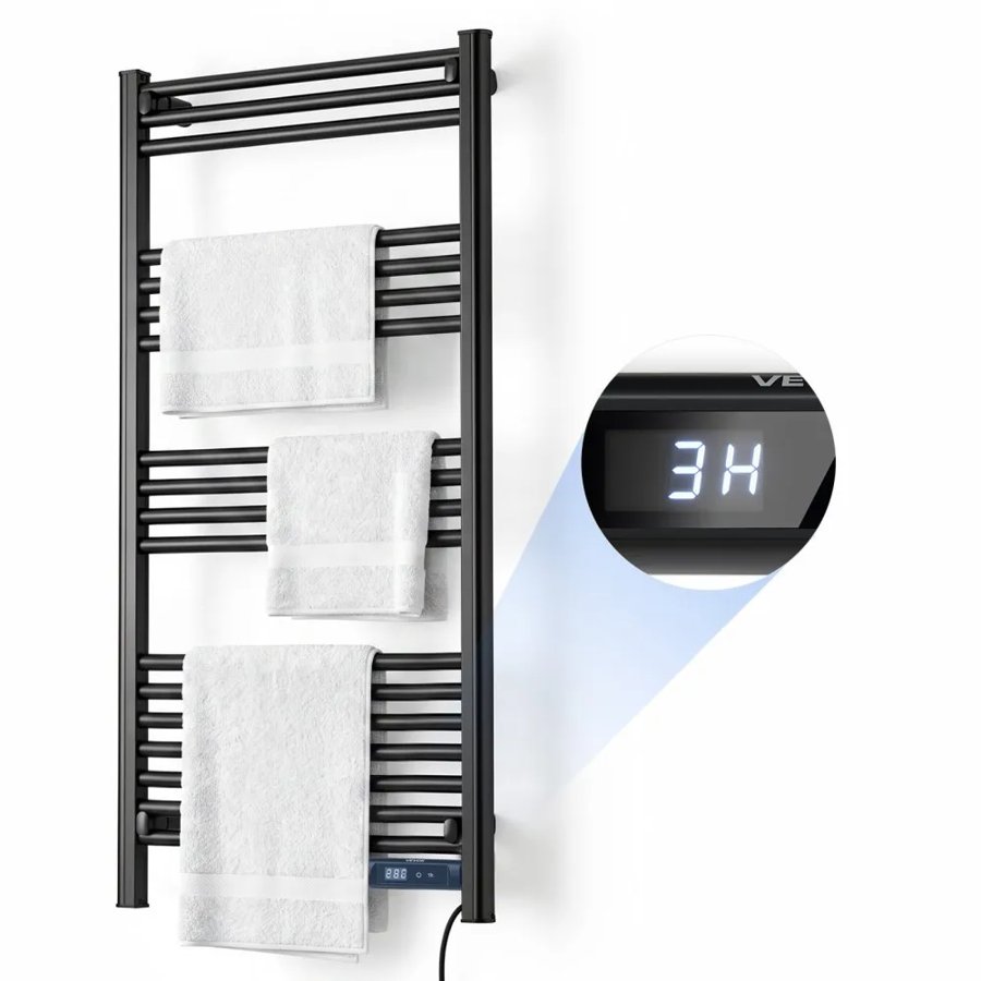 VEVOR Heated Towel Warmer Rack for Bathroom Electric Wall Mounted 18 Bars, Aluminum Alloy Towel Warmer, Overheat Protection, Heating Drying with Touch Screen, Built-In 1-8 Hour Timer, IPX4 Waterproof