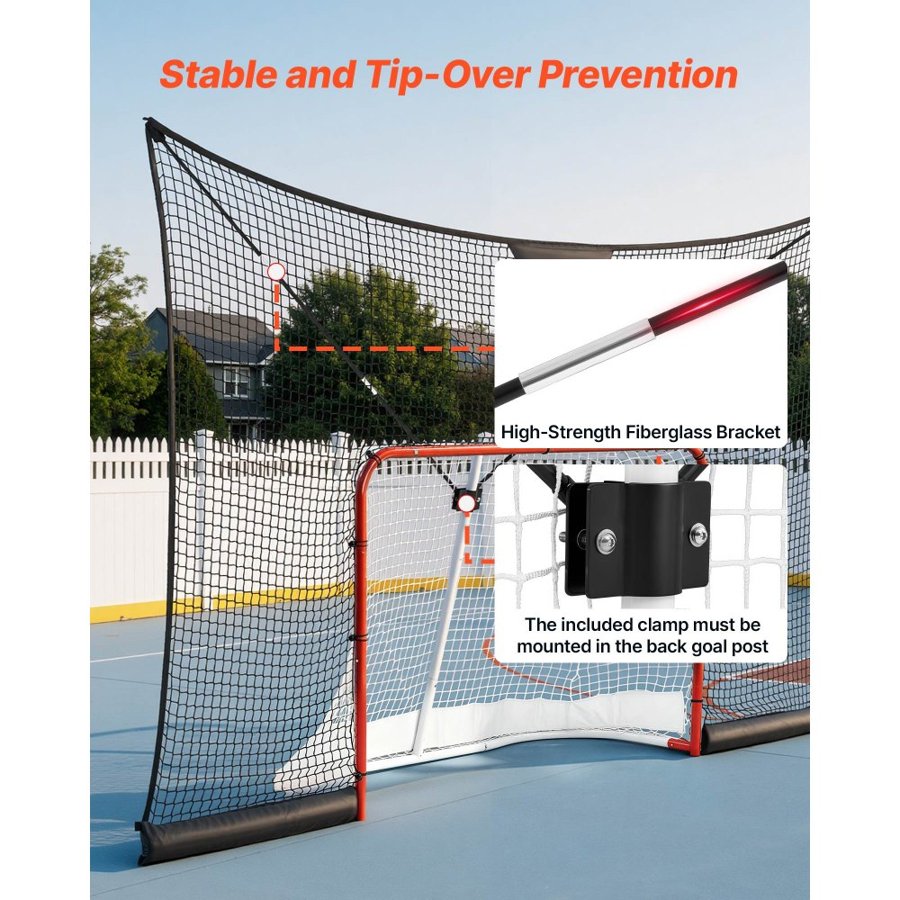 VEVOR Hockey Net Backstop,  366x213 cm Durable Hockey Goal Backstop Net with Extended Coverage, Lightweight and Portable Backyard Training Equipment, Easy Assembly, for Youth Adult (NET ONLY)