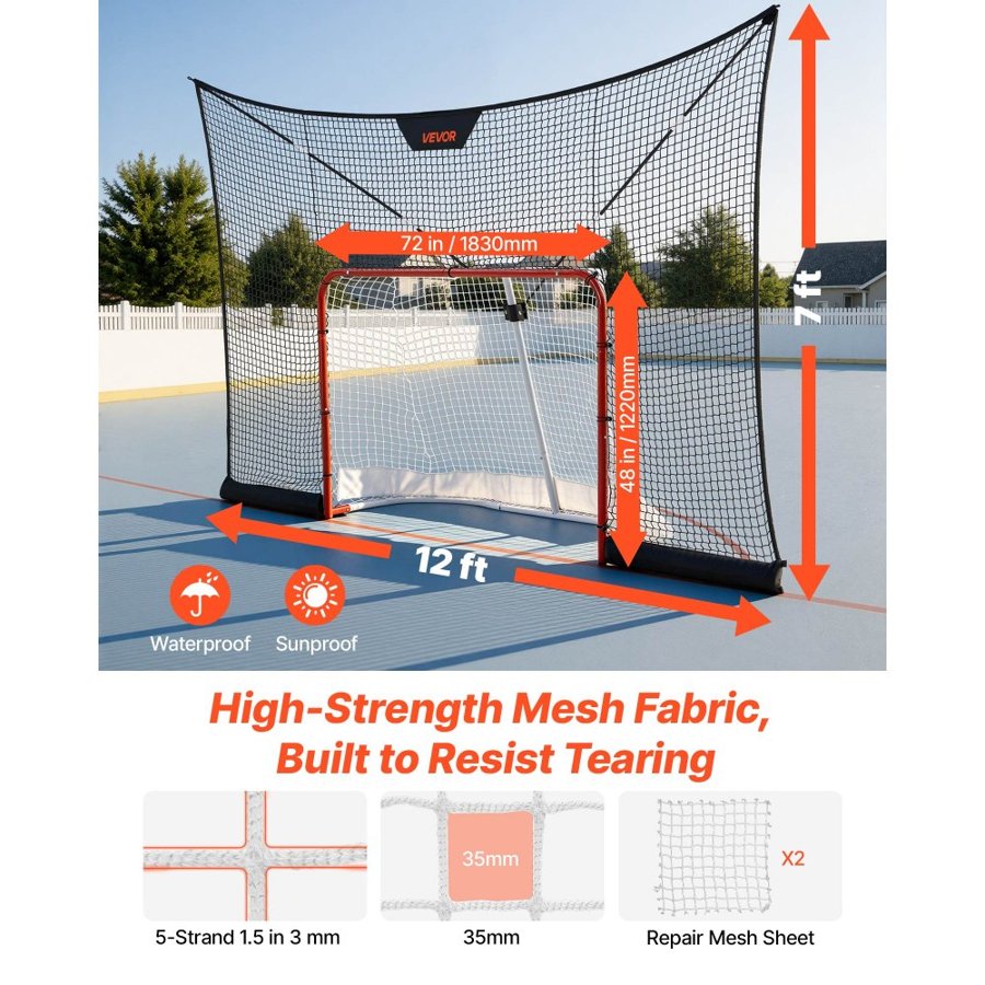 VEVOR Hockey Goal and Backstop Net Set – 366x213 cm