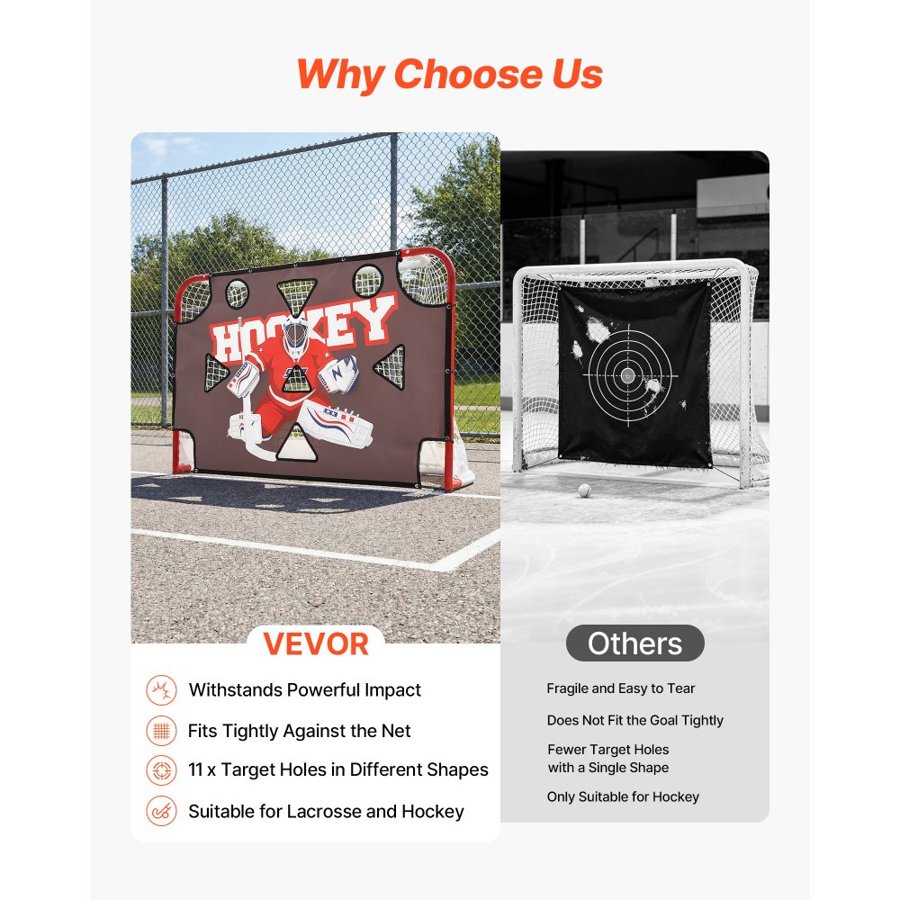 VEVOR Hockey Goalie Shooting Target – 11 Holes, 600D Oxford
