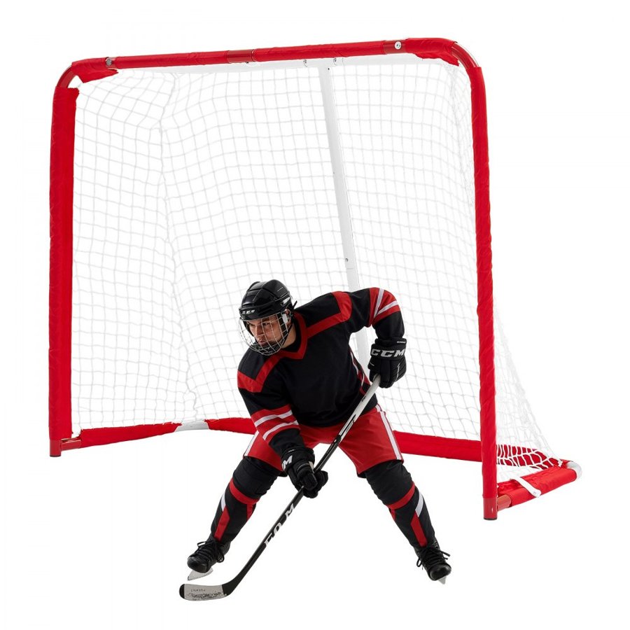 VEVOR Street Hockey Goal, Heavy-Duty Steel Street + Roller Hockey Nets, Durable Hockey Net for Indoor & Outdoor Use, Lightweight Portable Training, Easy Assembly for Backyard Park Garage, 142x113 cm