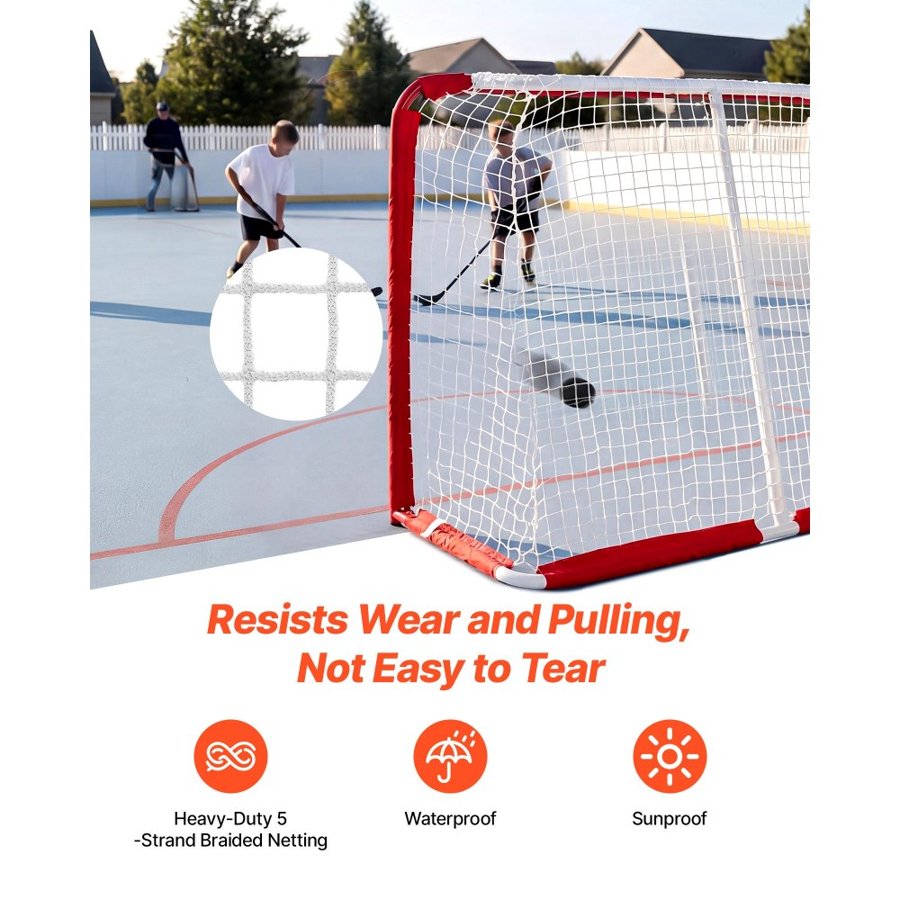 VEVOR Street Hockey Goal, Heavy-Duty Steel Street + Roller Hockey Nets, Durable Hockey Net for Indoor & Outdoor Use, Lightweight Portable Training, Easy Assembly for Backyard Park Garage, 142x113 cm