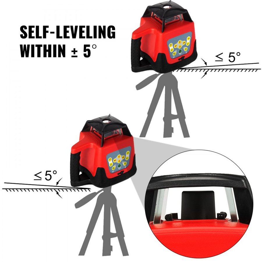 VEVOR Self Leveling Rotary Laser Kit – ±5°, 500m, 25 Hour