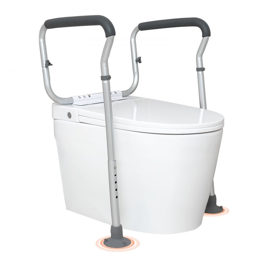 VEVOR Toilet Safety Rail, Bathroom Toilet Seat Frame, Adjustable Width & Height Fit Most Toilets, Supports 300lbs, Toilet Handles Grab Bars with Padded Armrests for Handicap, Disabled, Seniors