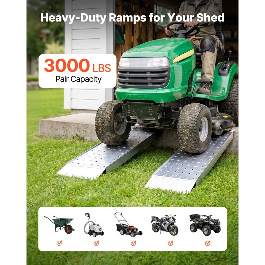 VEVOR Aluminum Trailer Ramps, 2PCS 999 x 304mm, Heavy-Duty ATV Ramp Set with Anti-Slip Plates, 1360kg Combined Capacity Loading Ramps for Motorcycles, Lawn Mowers, Farm Tractors, Carts