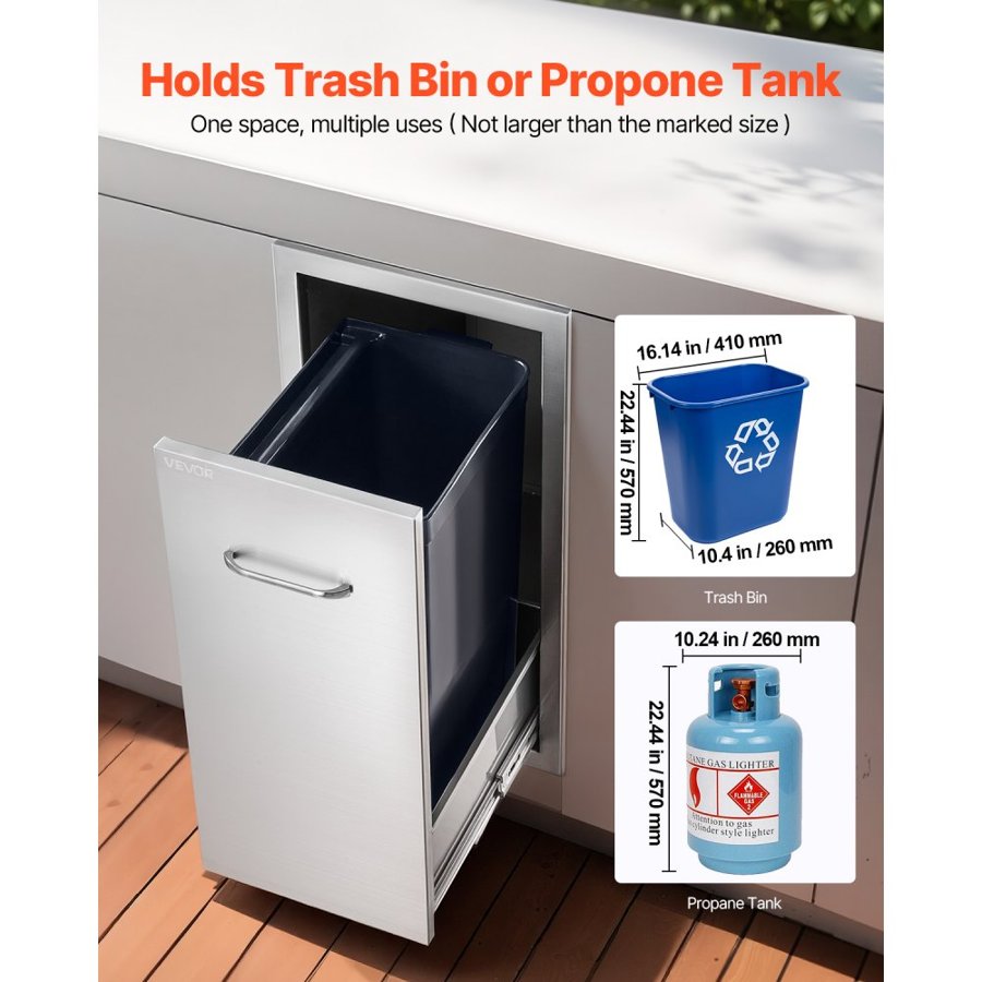 VEVOR Outdoor Kitchen Trash Drawer – 13.54"Wx19.61"Dx25.79"H