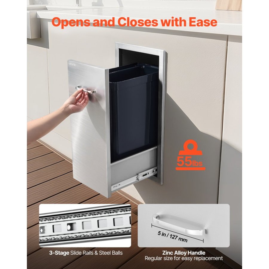 VEVOR Outdoor Kitchen Trash Drawer – 13.54"Wx19.61"Dx25.79"H