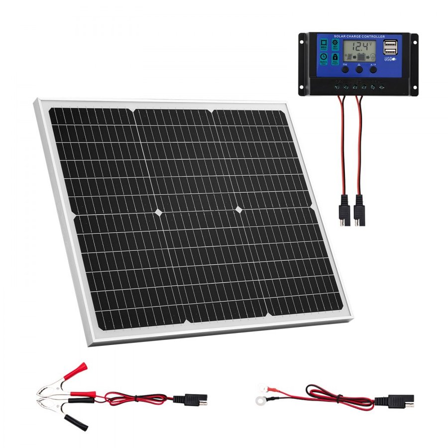 VEVOR 12V Solar Panel Battery Charger – 50W, MPPT, IP65