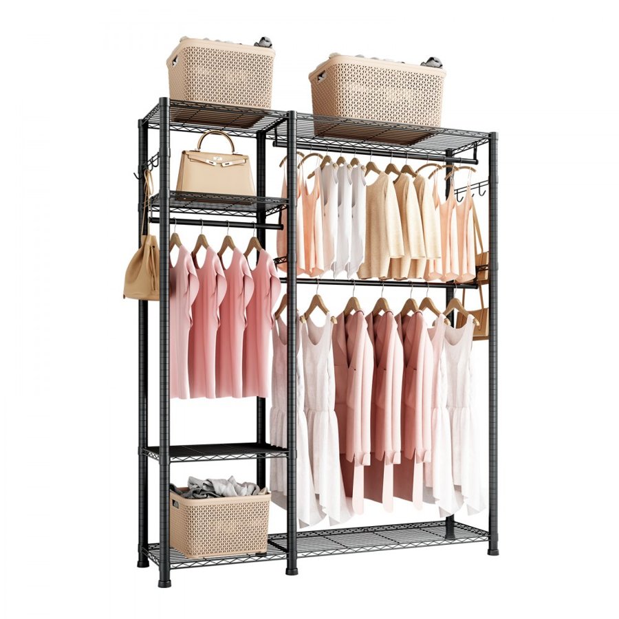 VEVOR Heavy Duty Clothing Garment Rack – 6 Tiers, 800 LBS