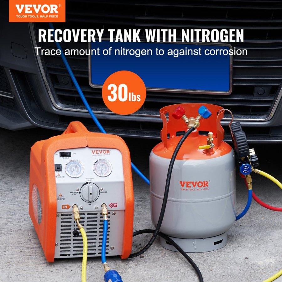 VEVOR Refrigerant Recovery Reclaim 13.6 kg Cylinder Tank 400 PSI Liquid Rated Y Valve