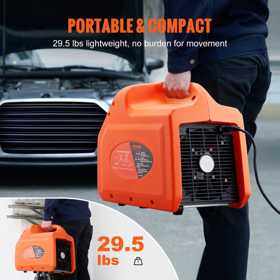 VEVOR Portable 3/4 HP Refrigerant Recovery Machine - AC Recovery Machine with High Pressure Protection 220-240V 60Hz Recovery Machine HVAC for Vapor Liquid Refrigerant, Car Air Conditioning