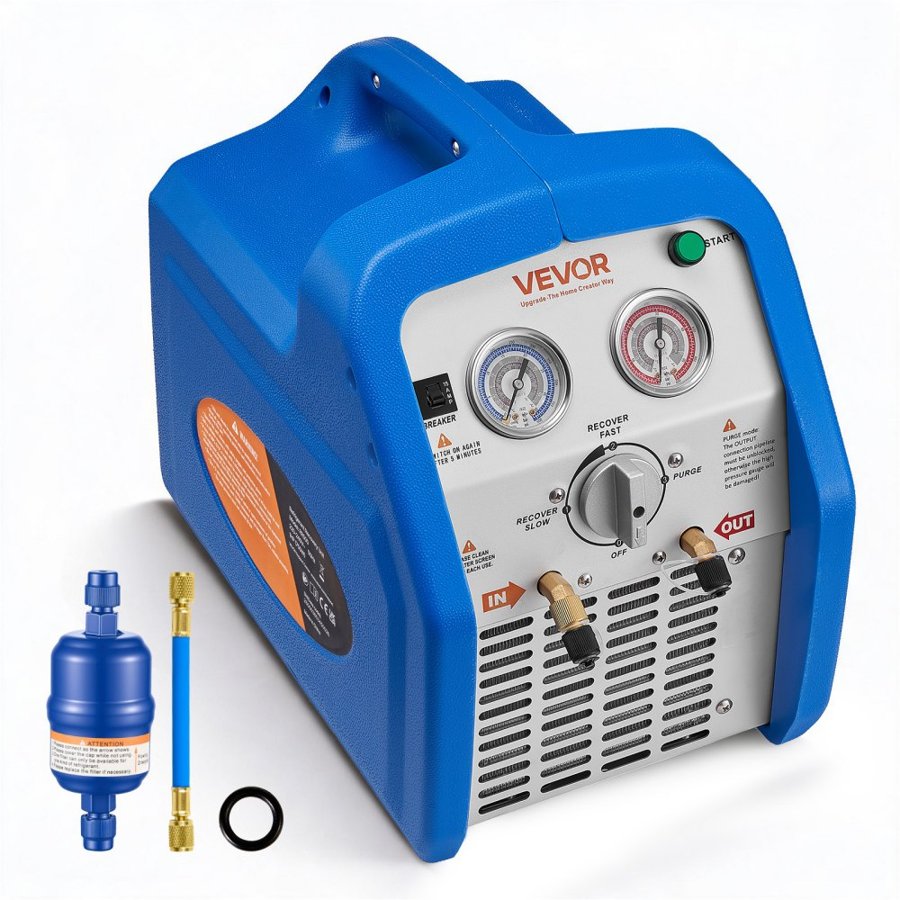 VEVOR HVAC Refrigerant Recovery Machine – 1HP, Dual Cylinder