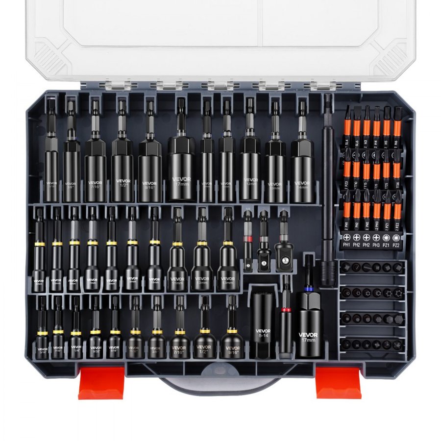 VEVOR Nut Driver Set, 80-Piece, SAE and Metric Sizes, Magnetic Nut Drivers, with Setter, Extension Bars, Universal Socket, and Carrying Case, for Automotive Repairs, Home Improvements, and DIY Tasks