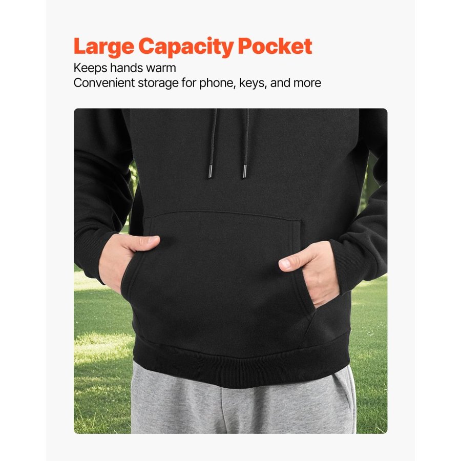 VEVOR Black Pullover Hoodie for Women – S-XXXL, 1.34lbs