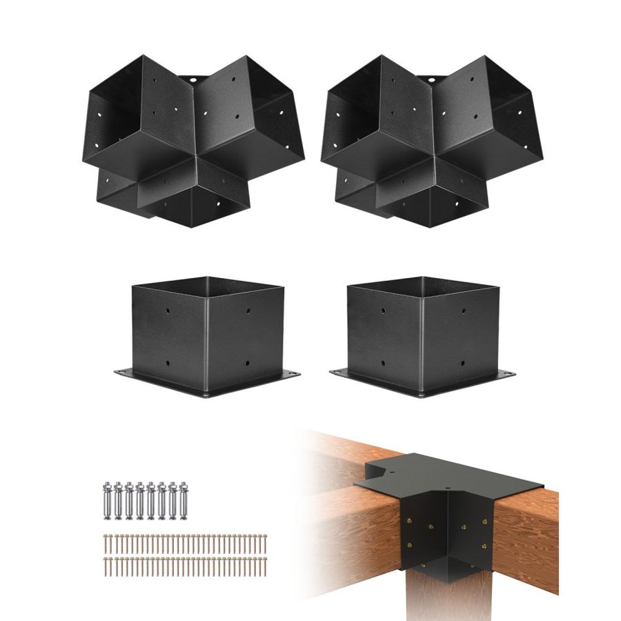 VEVOR 6x6 Pergola Bracket Kit – 2 Pcs, 4 Way, 5.5 x 5.5 Inch