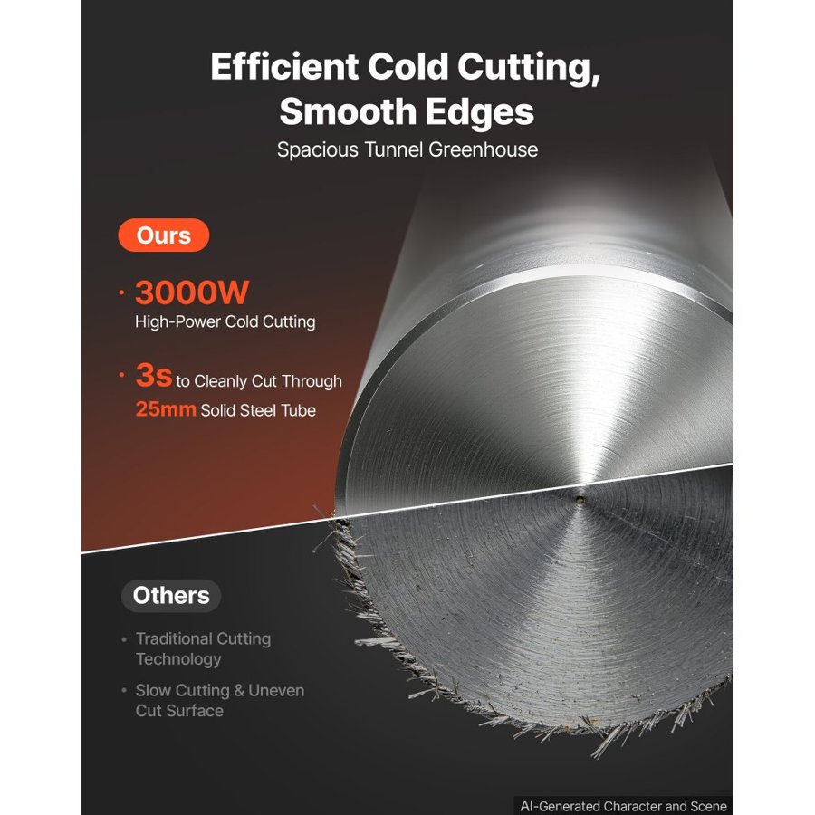 VEVOR Chop Saw 406.4mm Cold Cut Blade 3000 W Powerful Motor Cut Off Saw, For Cutting Metal, -45° to 45° Adjustable Angle, Efficient Dry Cutting, Stable, with Thickened Blade Guard and Scale Ruler