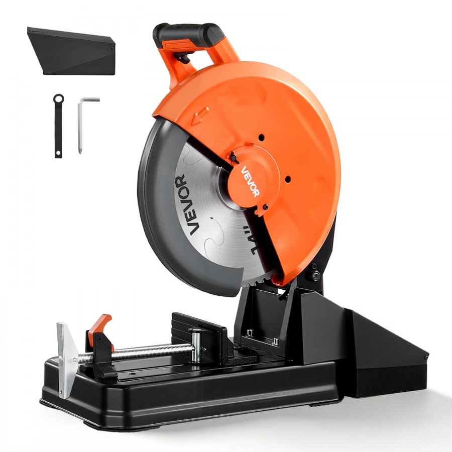 VEVOR Chop Saw 355 mm Cold Cut Blade 3500 W Brushless Motor Cut Off Saw, For Cutting Metal, -45° to 45° Adjustable Angle, 750-1200 r/min Adjustable Speed, Dry Cutting, with Chip Collection Box