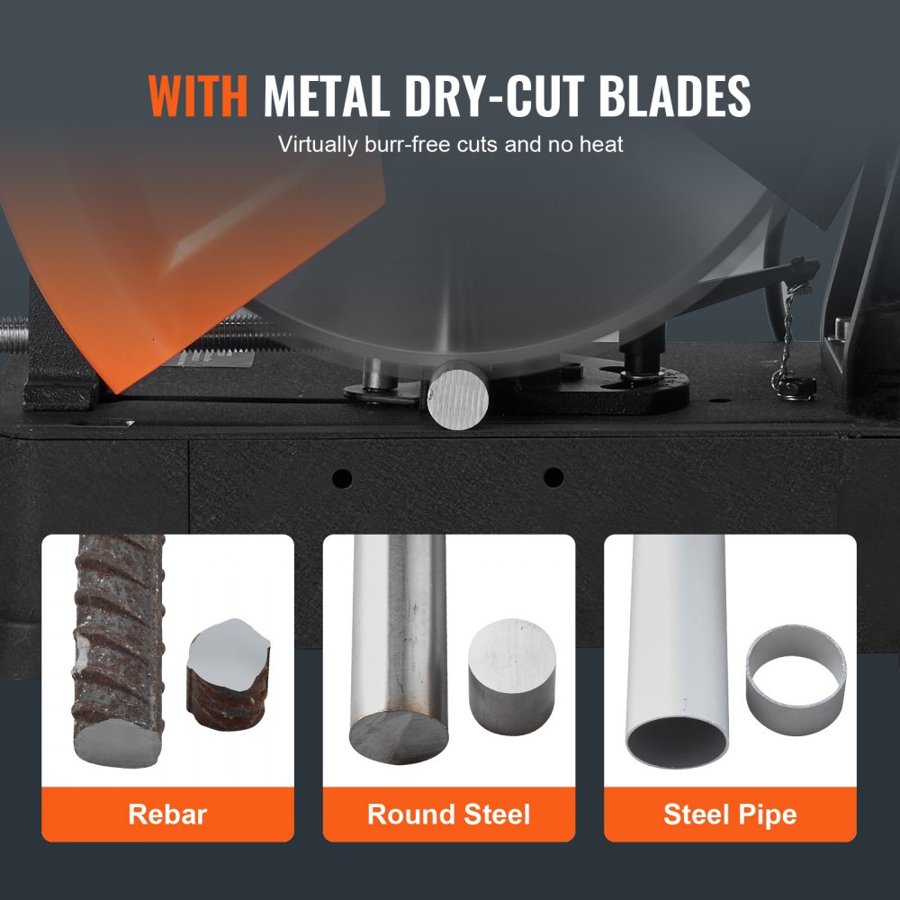 VEVOR Chop Saw 35.6 cm Mitering Chop Saw for Cutting Metal Dry Cut Saw 45° Angle