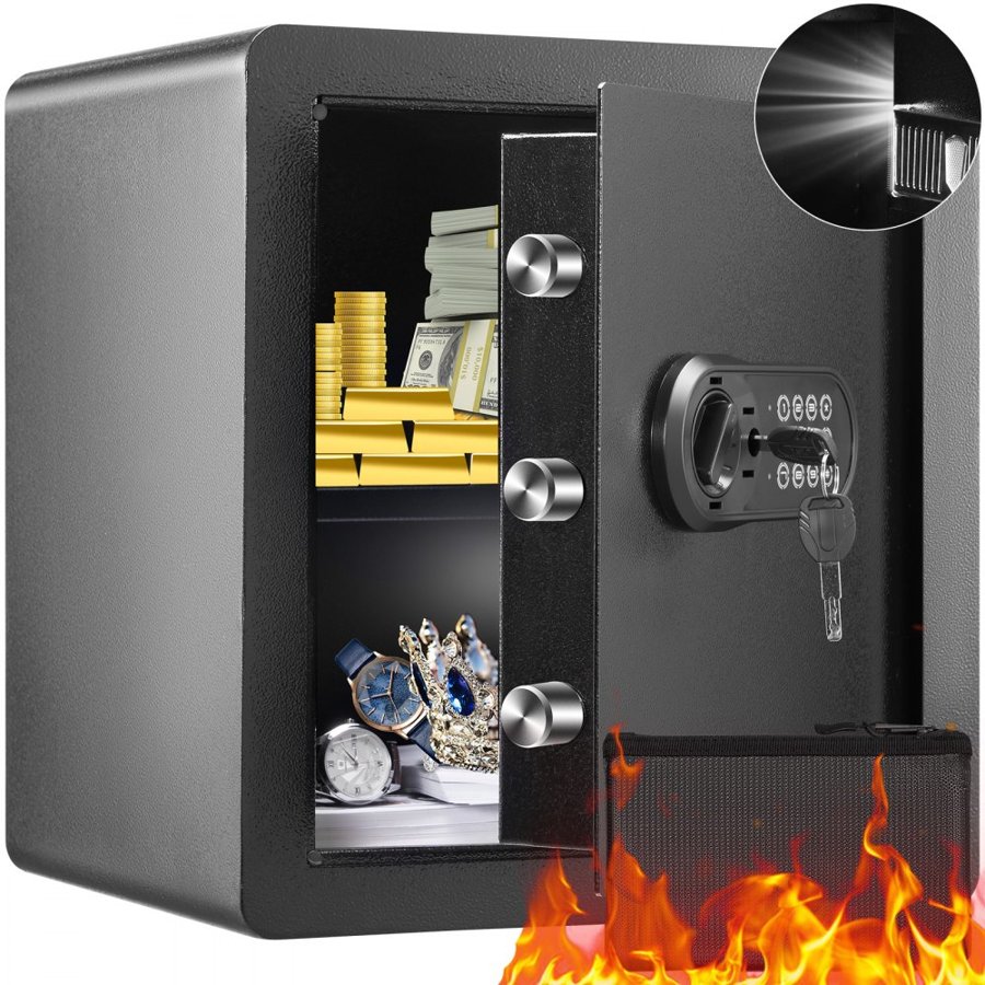 VEVOR Safe, 51.0 L Home Safe, Steel Security Safe with Digital Keypad and 2 Keys, Cabinet Safe with Fire-proof Bag, Protect Cash, Gold, Jewelry, Documents for Home, Hotel, 40.1 x 33.0 x 42.9 cm