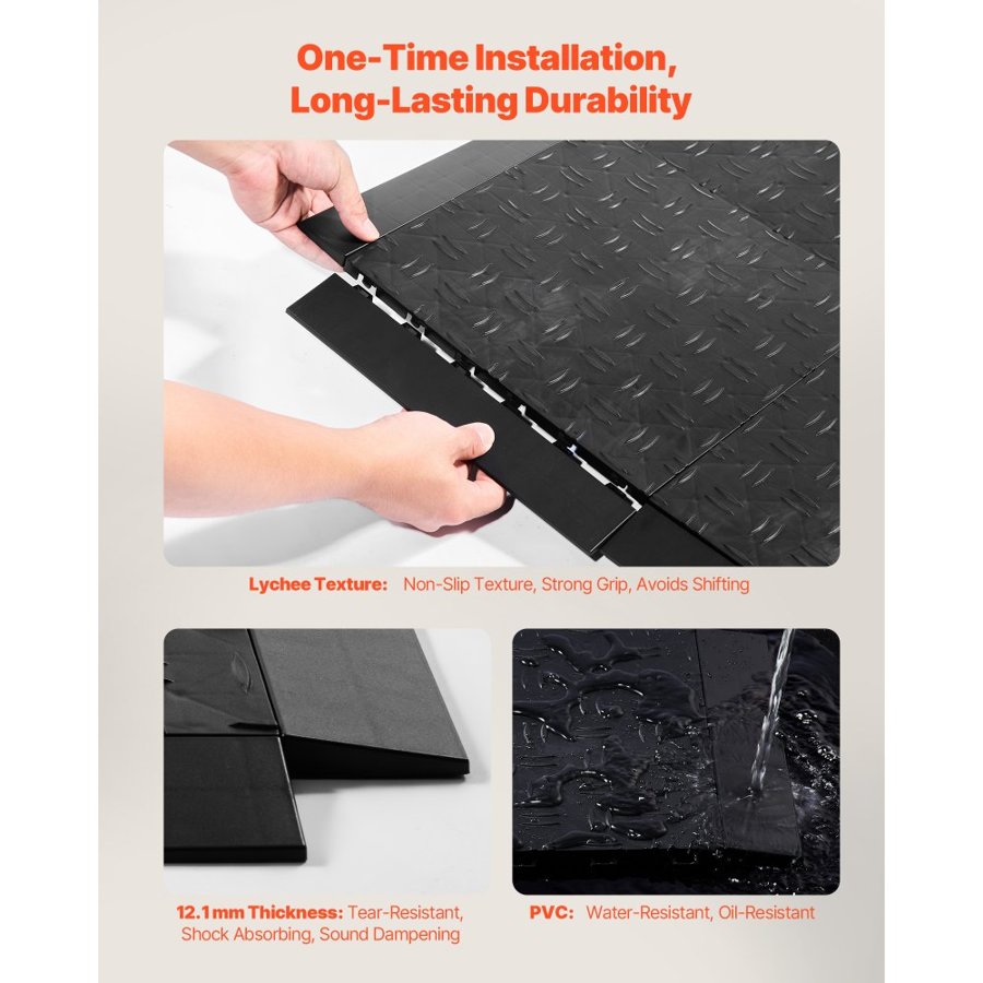 VEVOR Garage Floor Edging – 15 PCS, 12.1mm PP Kit