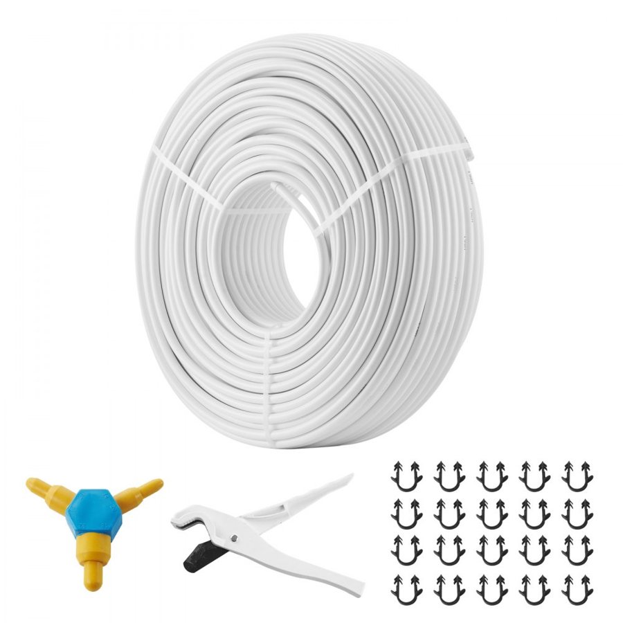 VEVOR PEX-AL-PEX Tube, 200 m, 16 mm Diameter Aluminum-Plastic Composite Pipe Oxygen Barrier Radiant Floor PEX Pipe, 2 mm Thickness Radiant Heat Floor Plumbing Inner Aluminum Layer PEX Tubing Pipe