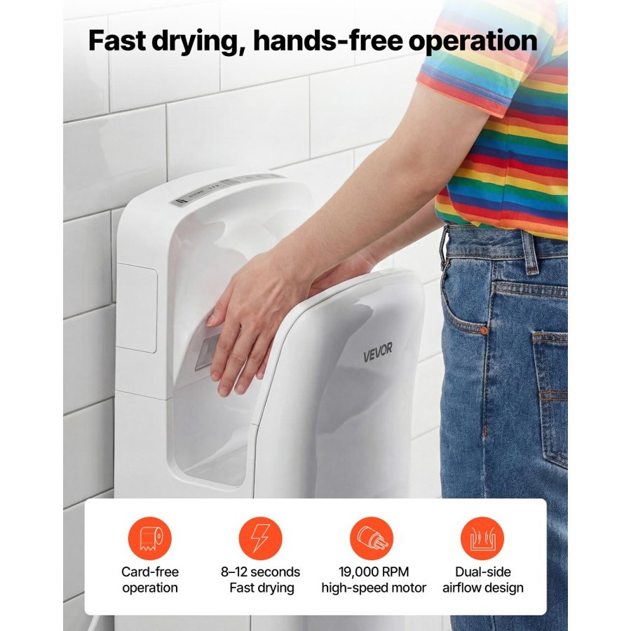 VEVOR Vertical Hand Dryer – 19000 RPM, HEPA Filter, 1950W