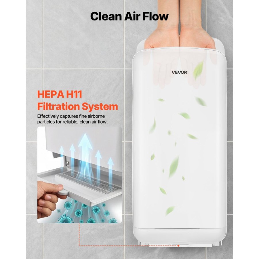 VEVOR Vertical Hand Dryer – 19000 RPM, HEPA Filter, 1950W