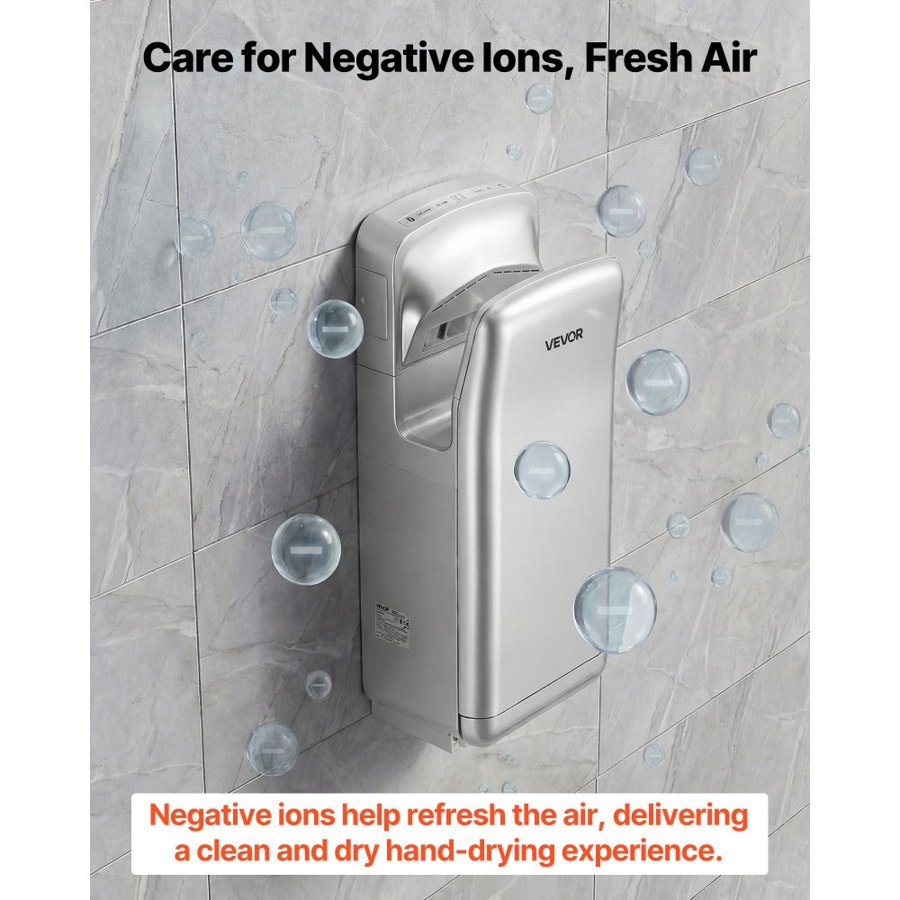 VEVOR Vertical Hand Dryer, Hand Dryers with HEPA Filter, 19000 RPM High-Speed Motor, Dual-Side Airflow, ABS Sturdy Automatic Air Wall Mount Fast Drying for Commercial Bathrooms Modern Home, Silver