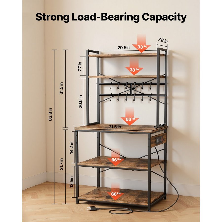 VEVOR Kitchen Bakers Rack with Power Outlet – EU 250V