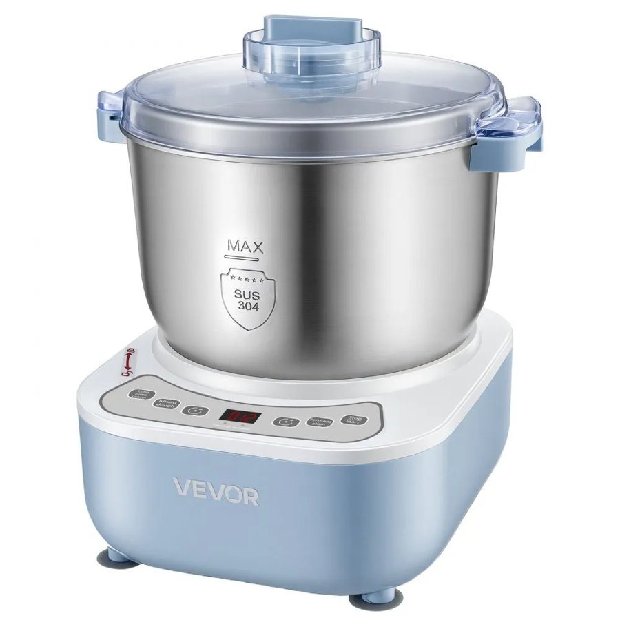 VEVOR Dough Mixer 6.5L Electric Dough Food Maker with Ferment Function, for Pizza, Pasta, and Sourdough, 304 Stainless Steel Bowl, Timer, Face-up Control Panel, Household Dough Kneading Machine