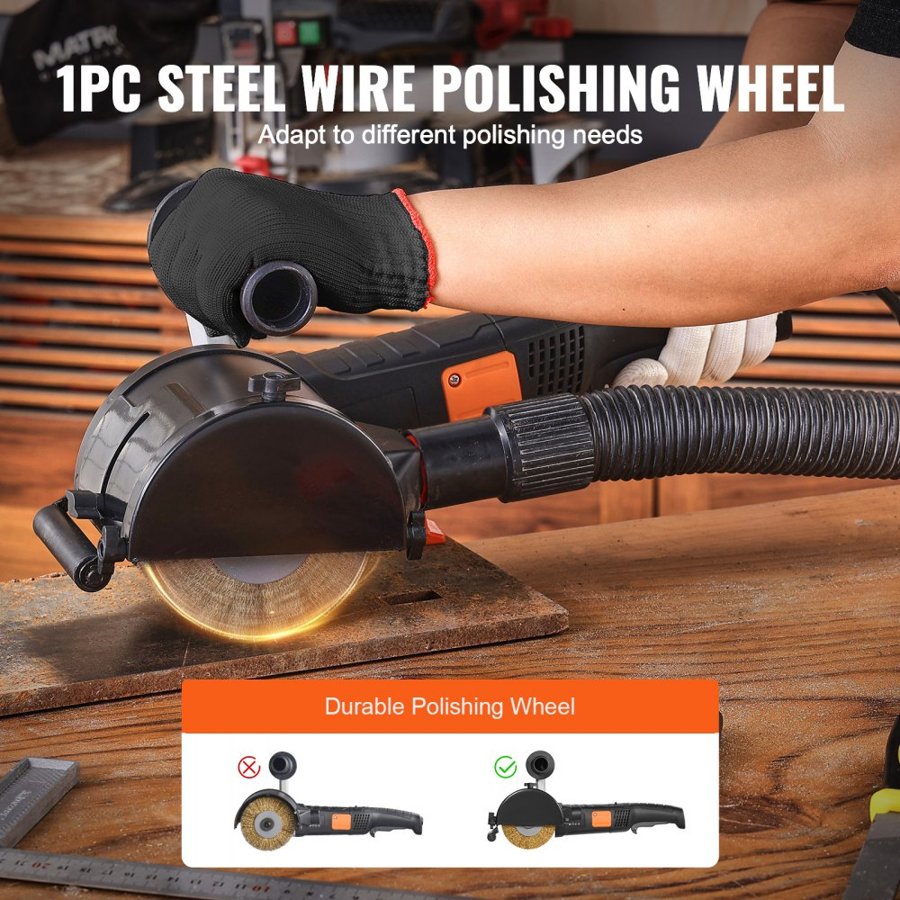 VEVOR Burnishing Polishing Machine, 1300W 6 Variable Speed Surface Conditioning Tool, Handheld Electric Metal Burnishing Machine with Steel Wire Burnishing Wheel for Stainless Steel, Metal