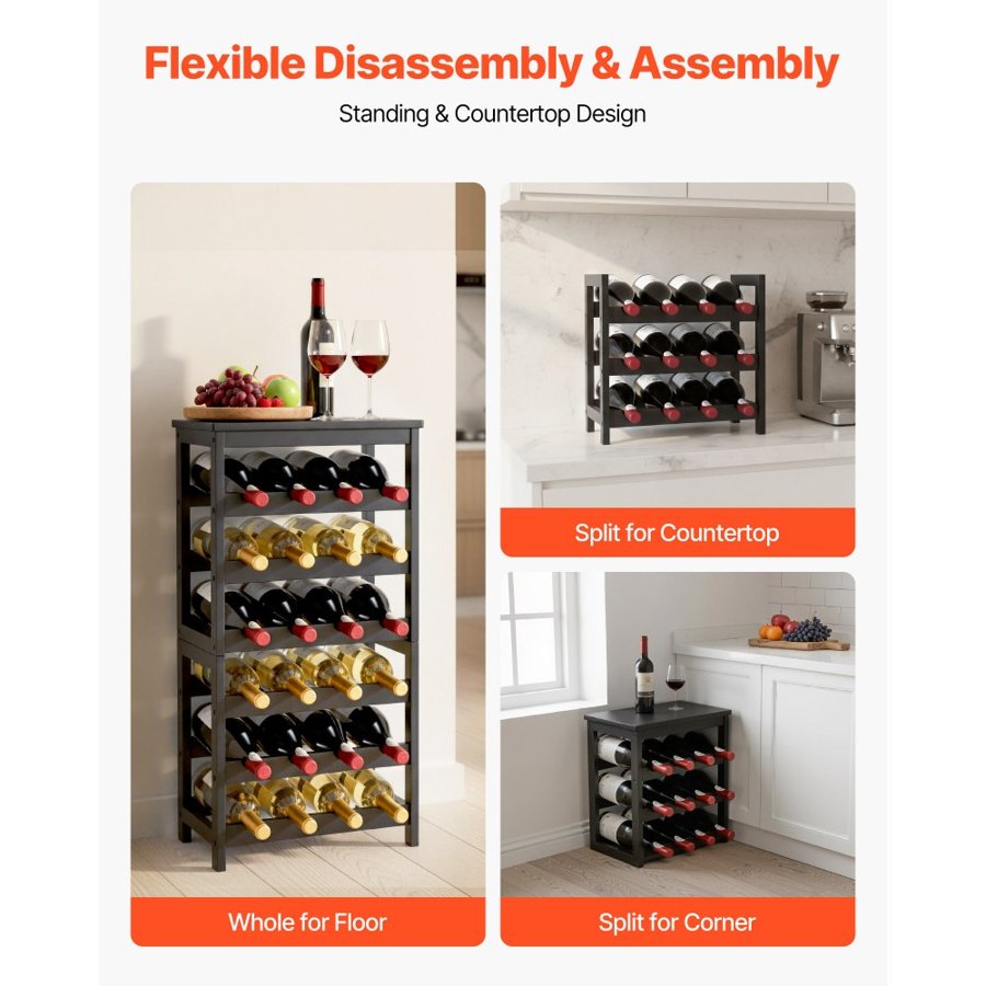 VEVOR 24 Bottle Wine Rack – 6-Tier Freestanding Storage