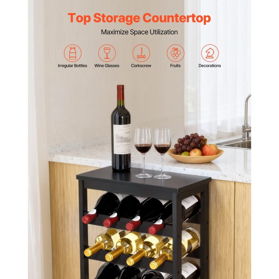 VEVOR 24 Bottle Wine Rack – 6-Tier Freestanding Storage