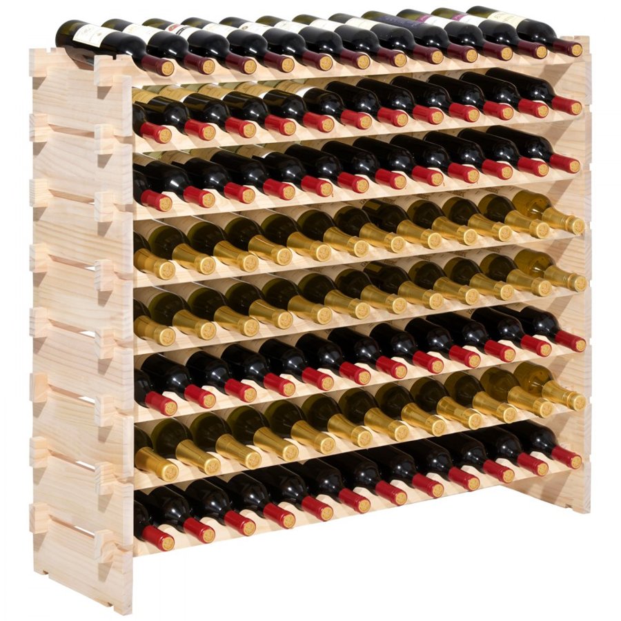 VEVOR Modular Stackable Wine Rack – 96 Bottle, 8-Tier Solid