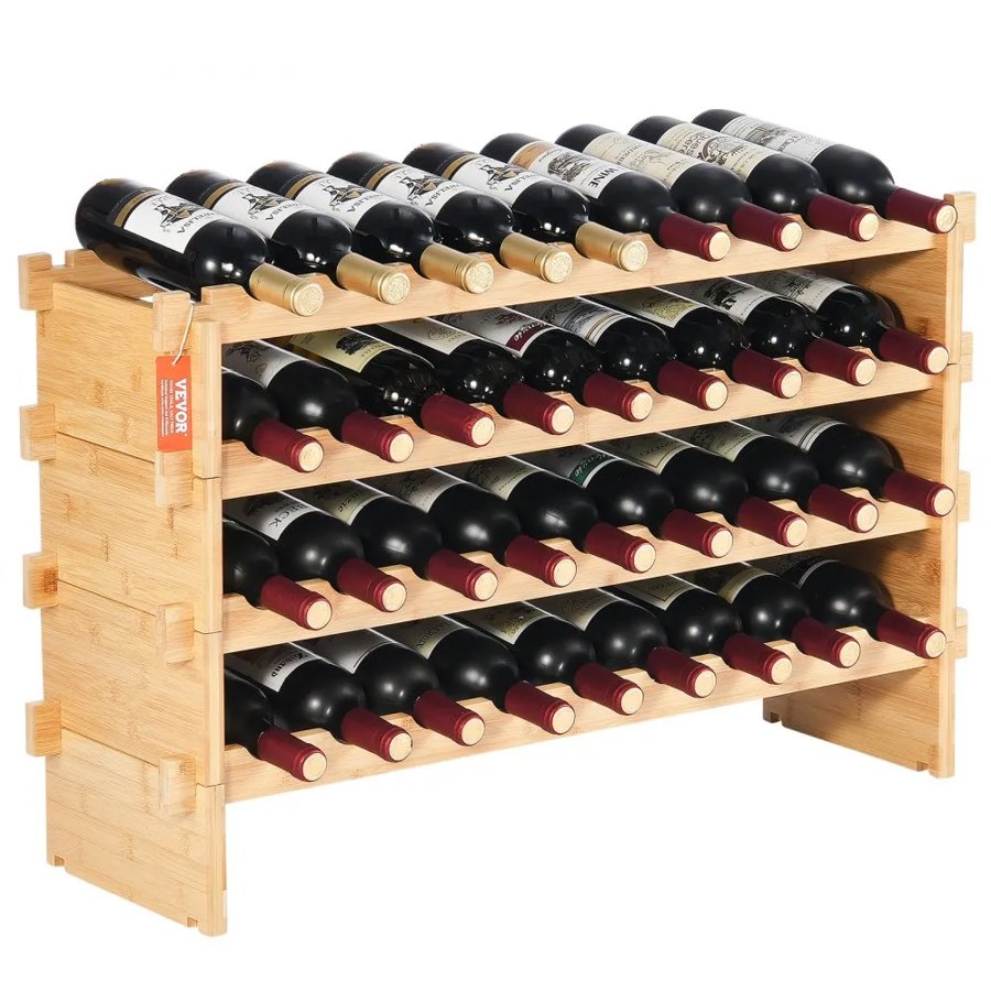 VEVOR 36 Bottle Wine Rack – 4-Tier, Bamboo, 88LB Capacity