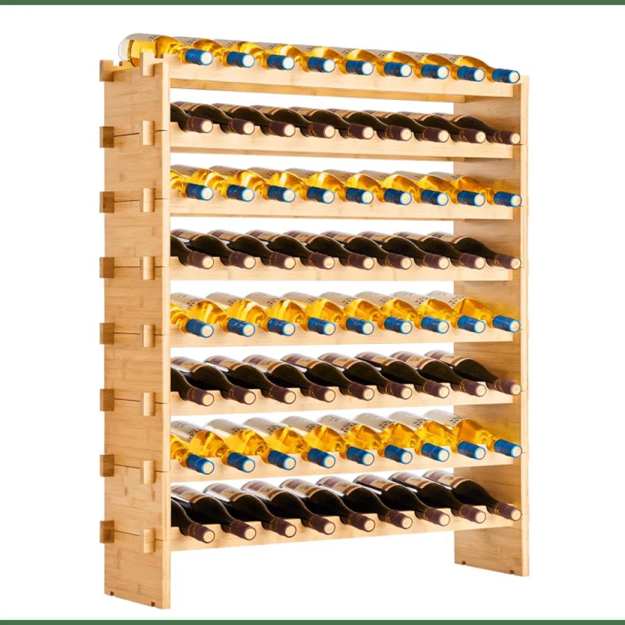 VEVOR Tiered Bar Shelves – 8-Tier, 72-Bottle, Bamboo