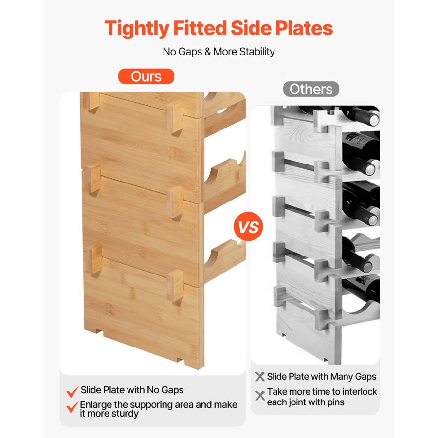 VEVOR Tiered Bar Shelves – 8-Tier, 72-Bottle, Bamboo