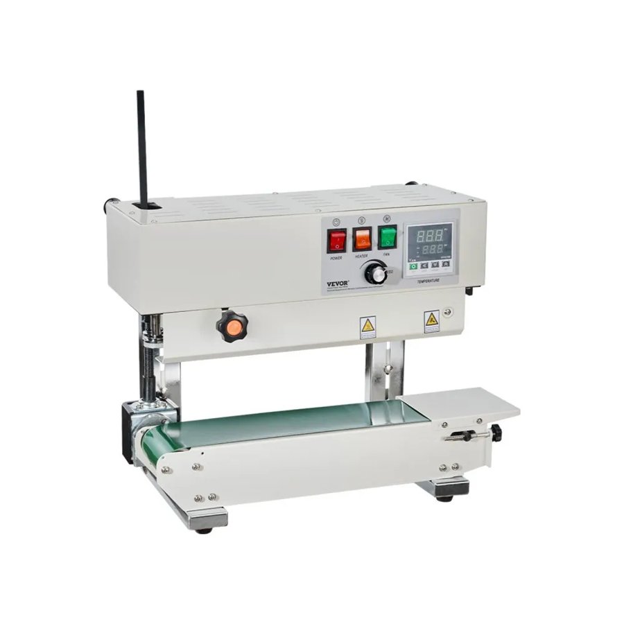 VEVOR Continuous Bag Band Sealing Machine, 0.24-0.47 in/6-12 mm Seal Width, Vertical Band Sealer Machine with Digital Temperature Control, Carbon Steel Bag Sealer for 0.02-0.8 mm Plastic Bags Films