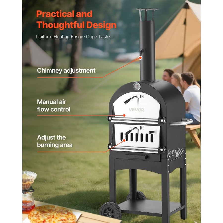 VEVOR Outdoor Wood Fired Pizza Oven – 12 Inch, 1000℉