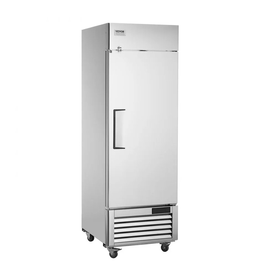 VEVOR Commercial Freezer 20.12 Cu.ft, Reach In Upright Freezer Single Door, Auto-Defrost Stainless Steel Reach-in Freezer with 3 Adjustable Shelves, -13 to 5℉ Temp Control and 4 Wheels