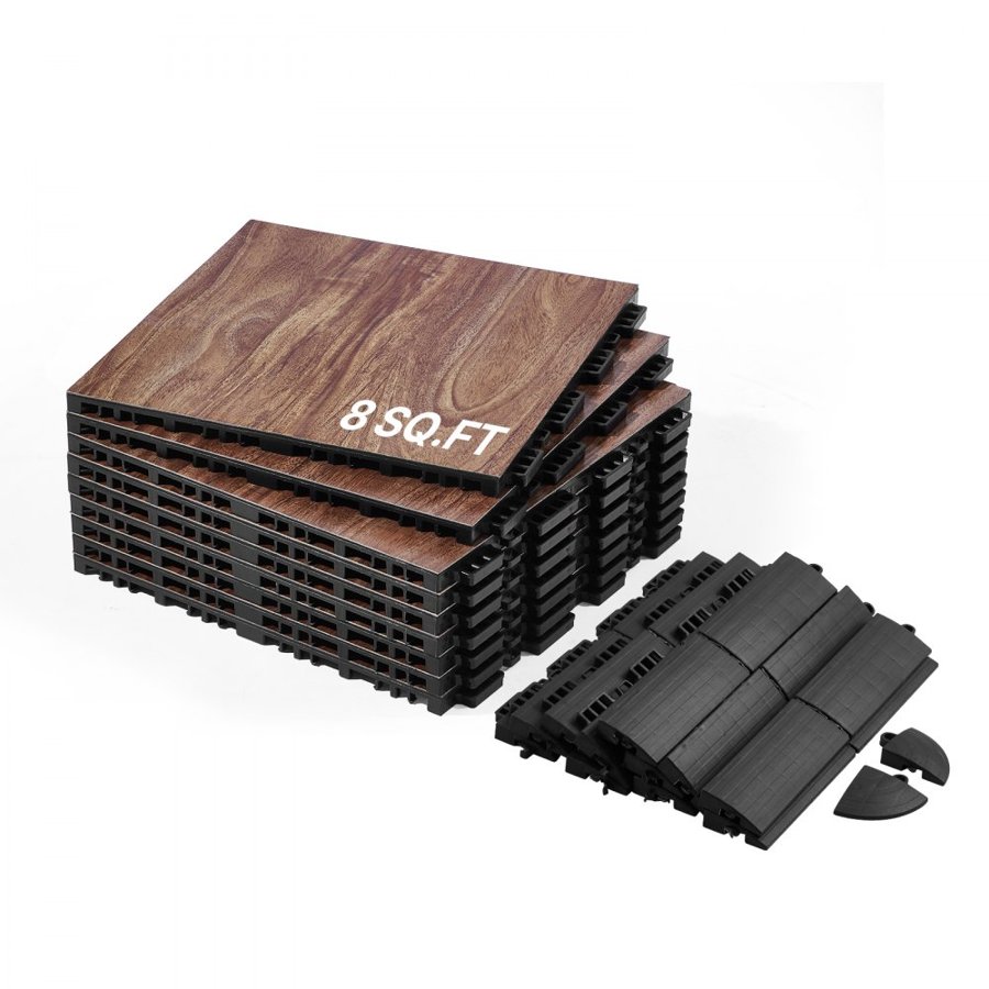 VEVOR Dance Floor Tiles, 12.4 x 12.4 in 9 Piece Interlocking Dance Flooring, Portable Dance Practice Floor with Cushioned Base  (Oak Wood Grain, 9 sq. ft/Box )