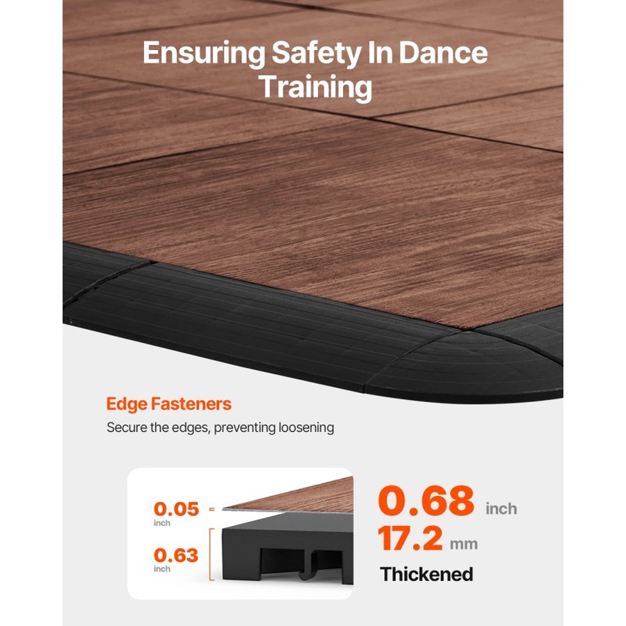 VEVOR Dance Floor Tiles, 12.4 x 12.4 in 9 Piece Interlocking Dance Flooring, Portable Dance Practice Floor with Cushioned Base  (Oak Wood Grain, 9 sq. ft/Box )