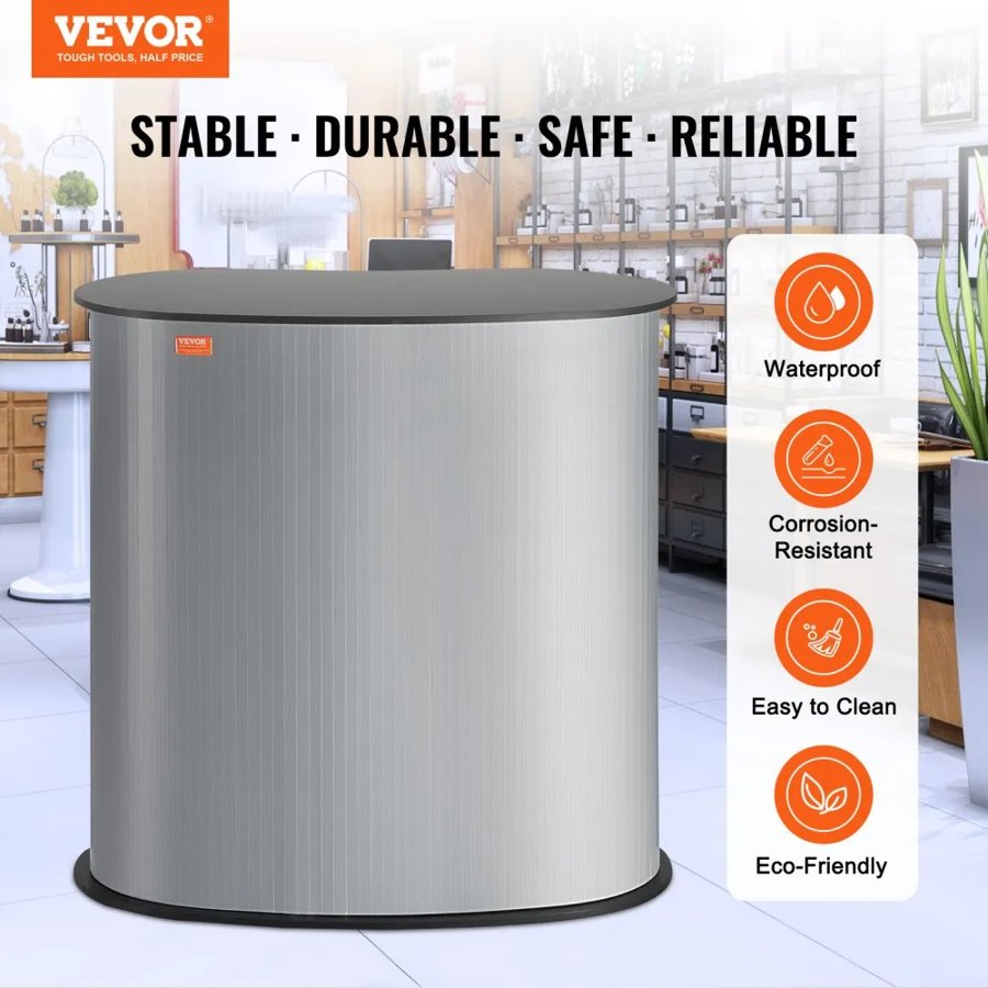 VEVOR Portable Tradeshow Podium Table, 90 × 49 × 94 cm, Display Exhibition Counter Stand Booth Fair with Wall, Foldable Promotion Retail Bar Table Pop Up Podium Counter with Carrying Bag