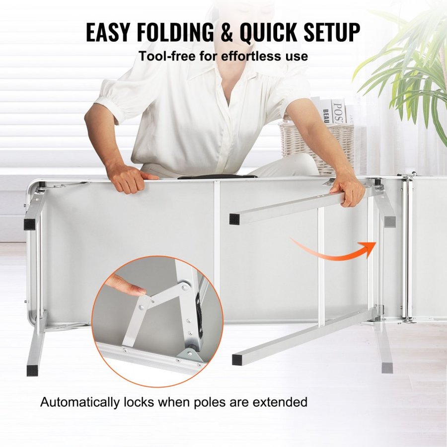 VEVOR Portable Tradeshow Podium Table, 1980 x 385 x 880 mm, Display Exhibition Counter Stand Booth Fair with Wall, Foldable Promotion Retail Bar Table Podium with Storage Rack and Carrying Bag