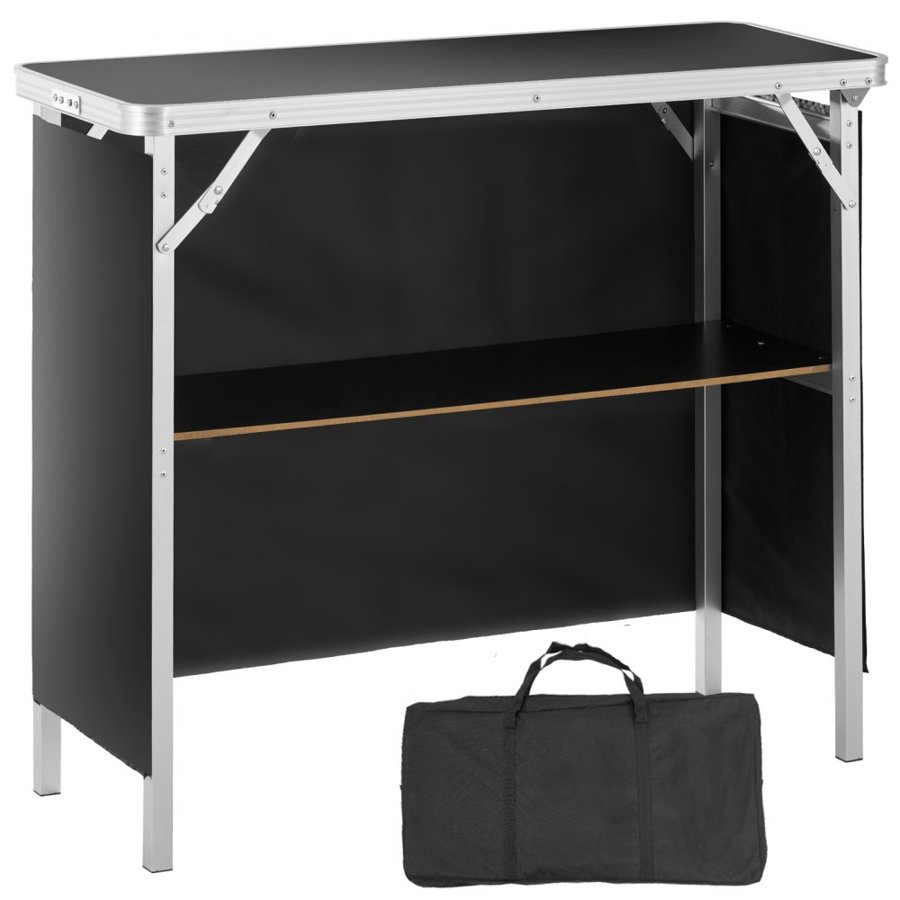 VEVOR Portable Tradeshow Podium Table, 97,5 × 38,5 × 87 cm, Display Exhibition Counter Stand Booth Fair with Wall, Foldable Promotion Retail Bar Table Podium with Storage Rack and Carrying Bag